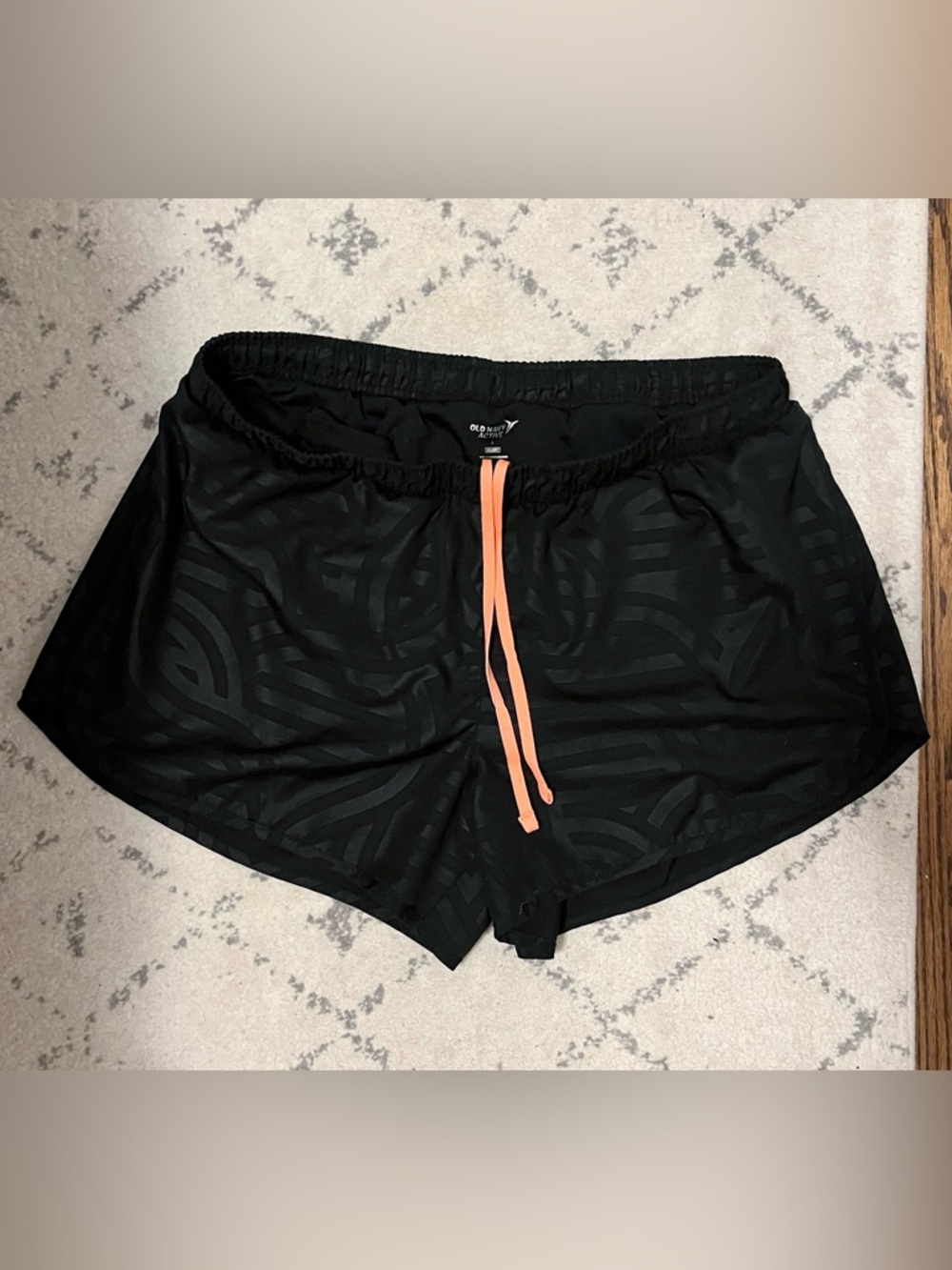 Old Navy Black Athletic Shorts with Coral Drawstring